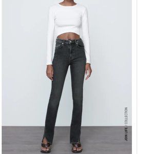 ZARA SPLIT SKINNY JEANS TRF ANTHRACITE GREY 27 US4